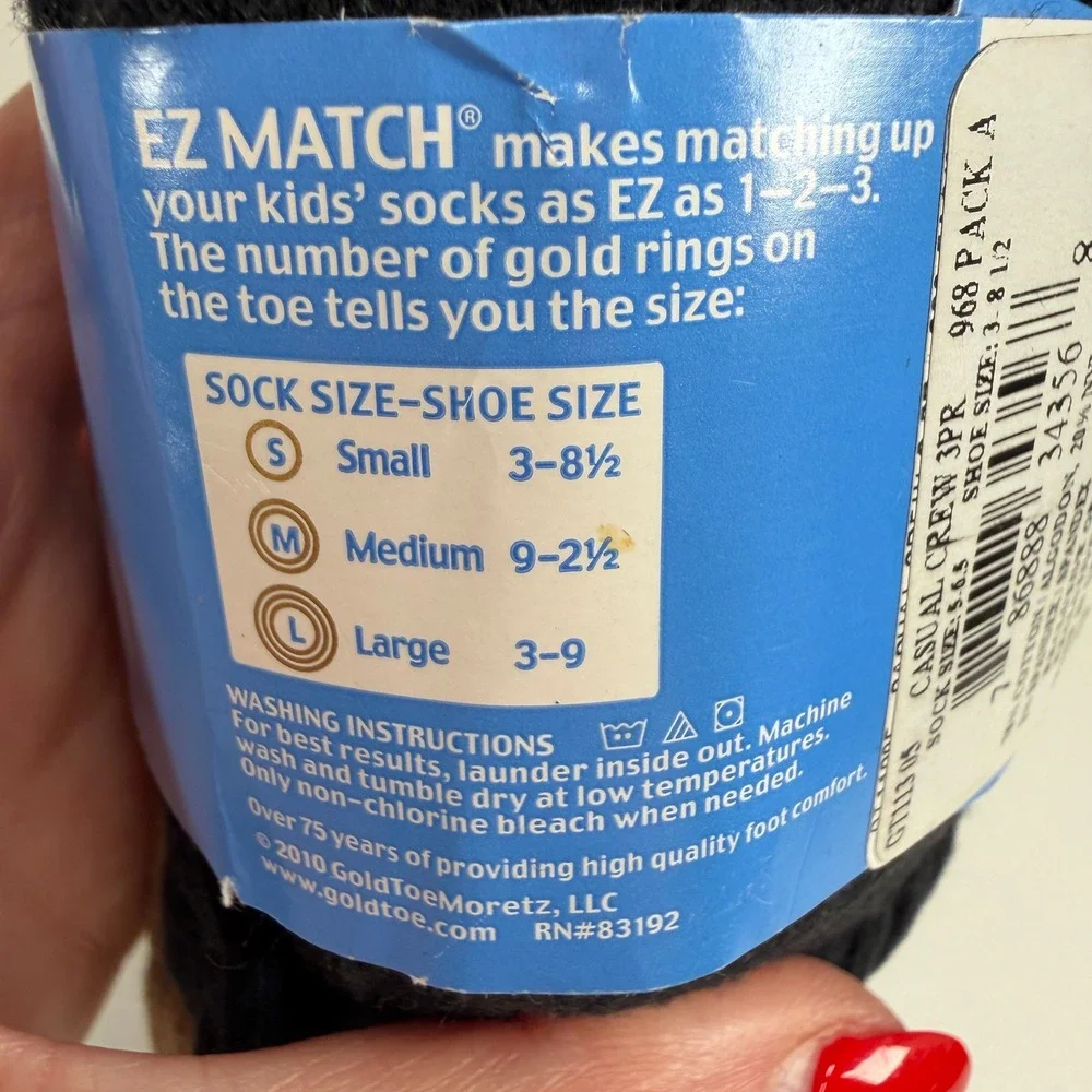 Goldtoe Small 6 Pair Crew Socks Kids EZ Match Neutral Tan Black Casual Ribbed